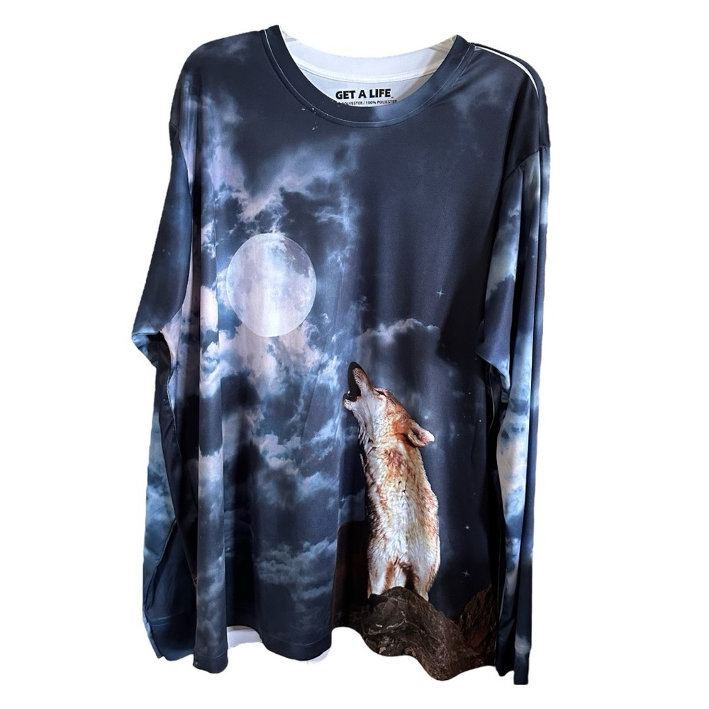 GET A LIFE Wolf Moon Howl Long Sleeve Tee Shirt